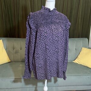 Barbour Mindhurtst Top Purple Floral Blouse NWT